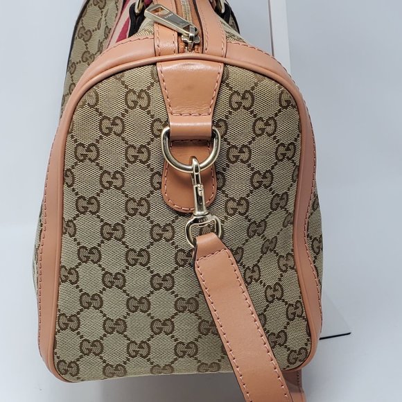 100% Auth Gucci Vintage Boston Canvas Satchel Bag - Picture 5 of 16